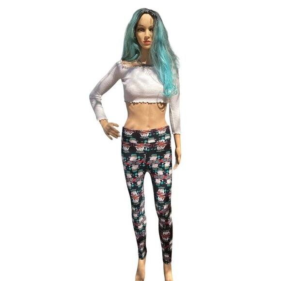 LuLaRoe One Size Leggings Black Background Playing Cards Poker King Queen VGC - Picture 1 of 5